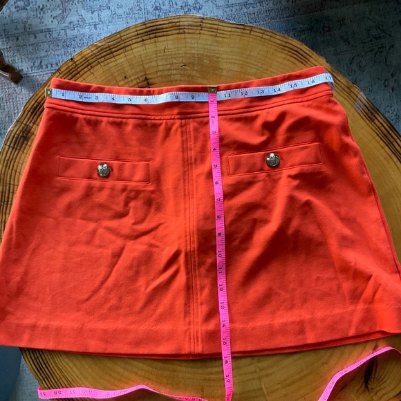 On 34th Women's Ponté-Knit Mini Skirt Orange Stretch w/ buttons - Picture 3 of 13